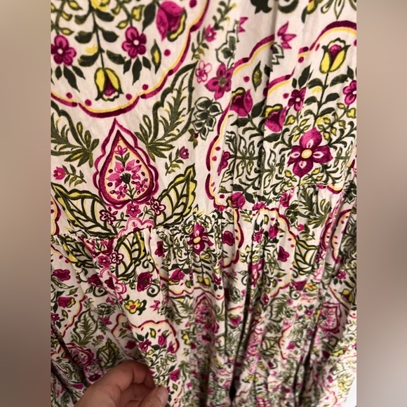 TORRID Ivory Floral 3/4 Sleeves Challis Skater Dress Women Plus Sz 1X 14 16 - Picture 6 of 13